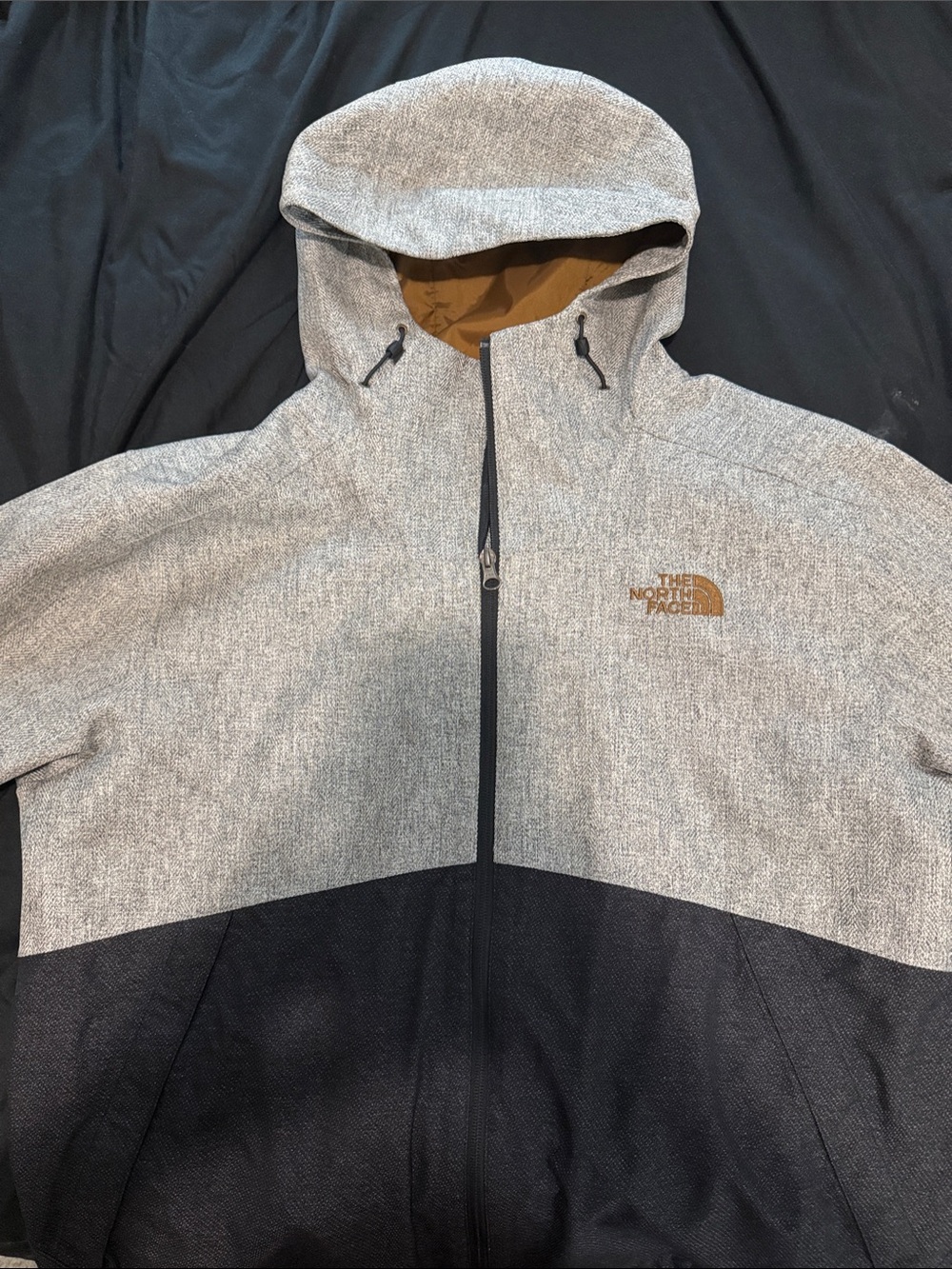 The North Face Two-Tone Hooded Raincoat — Light Gray & Black